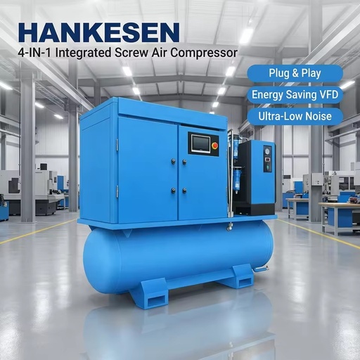 Integrated Combination Screw Air Compressor Low Carbon Portable 4-in-1 Screw Compressor for Factory Power Tool