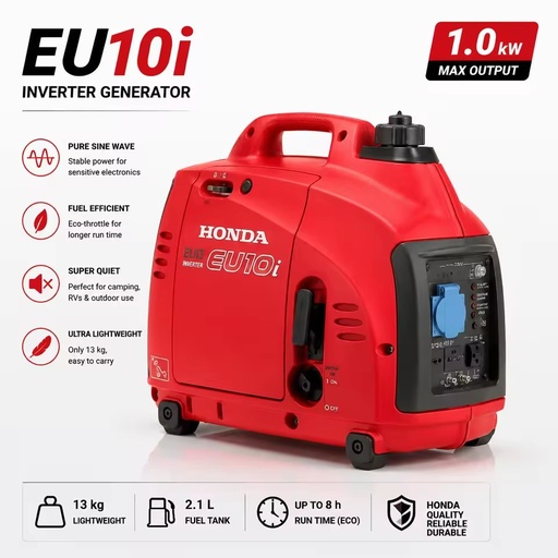Hondas EU10i Portable Inverter Generator 1kW Silent Gasoline Generator Pure Sine Wave Power Generator for Camping RV Emergency