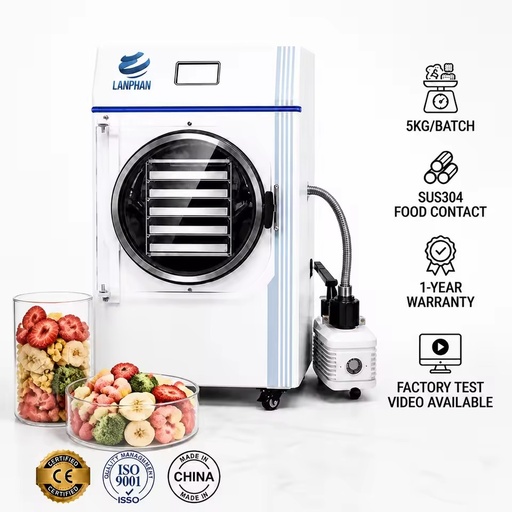 Home-Sized Fruit Food Freeze Dryer Vacuum Sublimation Dryer 4-6kg/Batch for Home Use