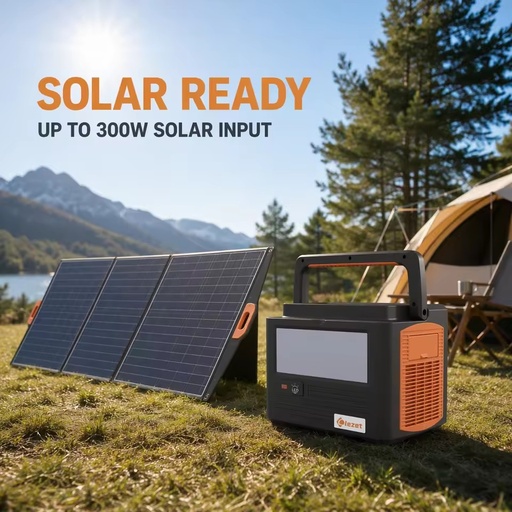 Lezt Outdoor Portable Solar Energy Generator Off Grid Power Station with Multiple USB Ports for Road Trip