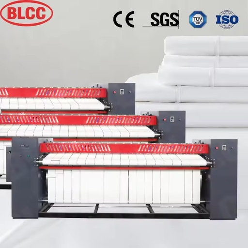 LPG Commercial Fully Automatic Flatwork Ironing Machine Low Energy Gas Flatwork Ironer for Bed Sheets Stainless Steel Housing