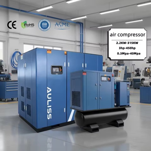10HP 7.5KW PM VSD Air Cooled Screw Air Compressor with Bearing Dryer Filter Tank for Industrial Use