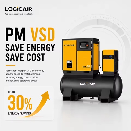 LOGICAIR Silent Type Industrial Air Compressor 4 in 1 Screw Air Compressor with Dryer All in One Machine for Textile Machine