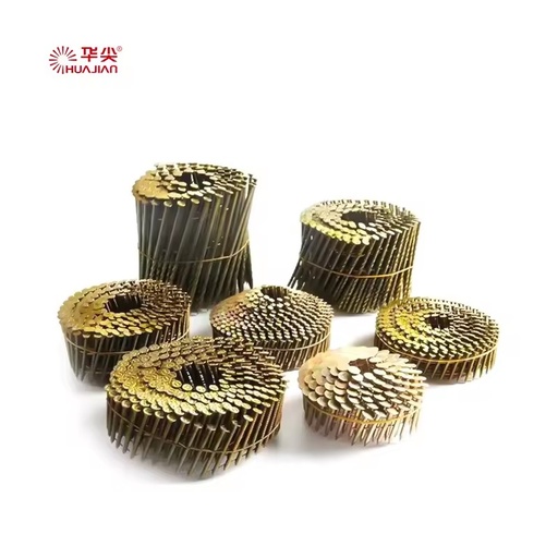 Quick Lead Golden Flat Head Roofing Iron Steel Coil Nails Wire Collated Coil Nail Gun ISO Standard