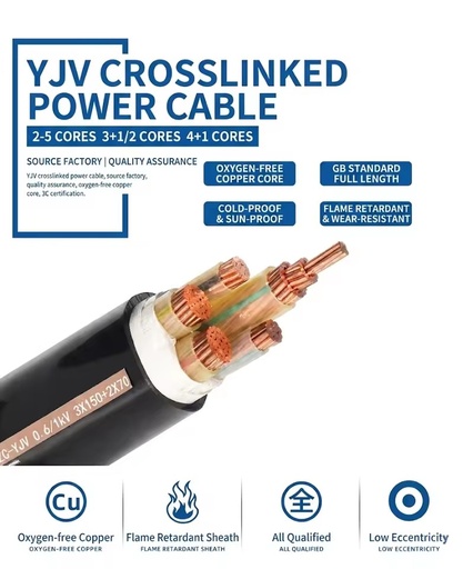 Low Voltage YJV Power Cable 0.6/1kV Heavy Duty Copper Conductor XLPE Unarmored PVC Jacket Electrical Cable for Power Station