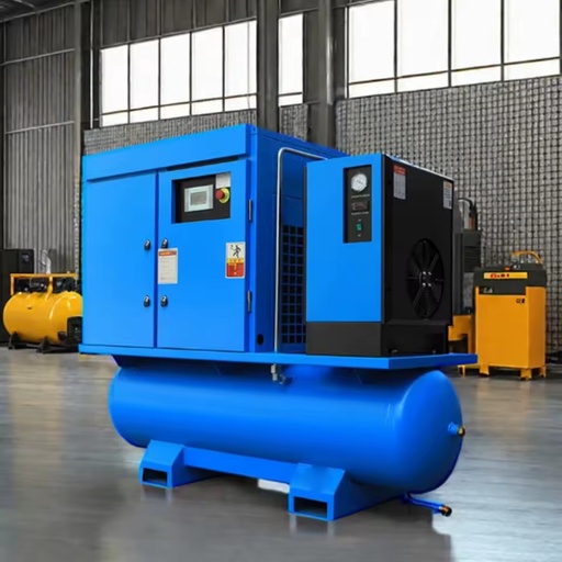 Energy Saving 11kW Oil-Free Air Mute Screw Air Compressor Dryer 300 Liter Tank All-in-One Unit Featuring Motor Engine Bearing