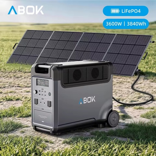 ABOK 3600W Powerstation Portable Power Station Solar Powered Generator 2000W MPPT Fast Charging WiFi Bluetooth APP Expandable