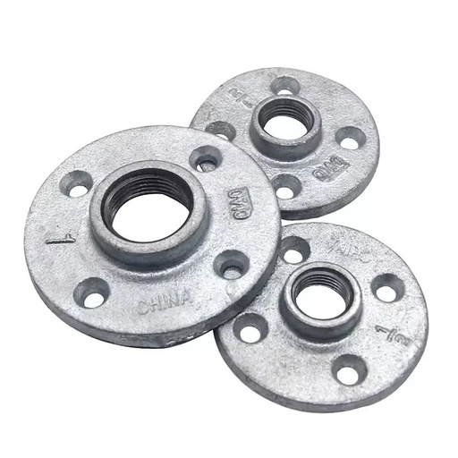 Flanges with 4 Bolt Holes in Galvanized Iron Pipe Fitting Gi BS/NPT Threads 50mm Casting for DIY Air Gas Fittings