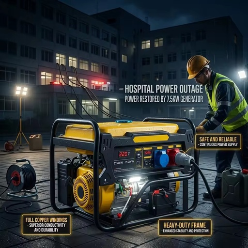 Factory Outlet Price Heavy Duty Frame Portable 7000W 4-Stroke 10A Waterproof Lightweight Gasoline Generator for Hospital
