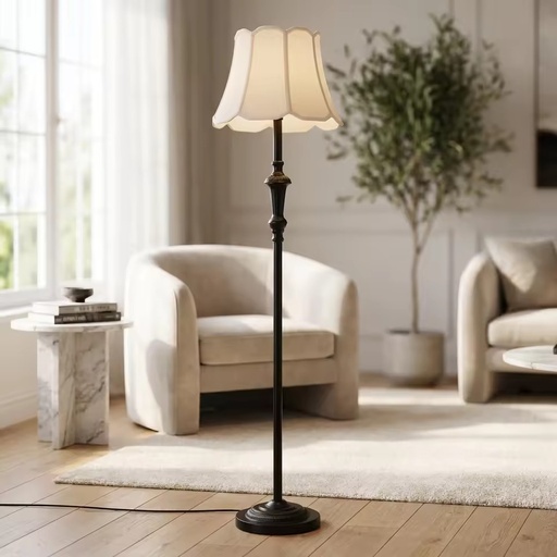 Modern Floor Lamp Iron Art Fabric Shade for Living Room Bedroom with Multi Plug