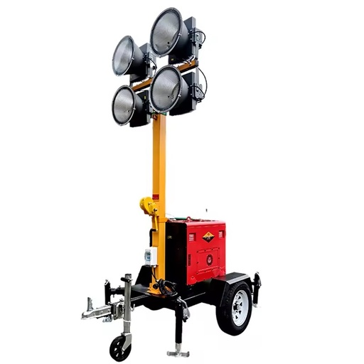 7-meter Hand-cranked Portable Lighting Tower Equipped with a 5kw diesel Silent Generator Set