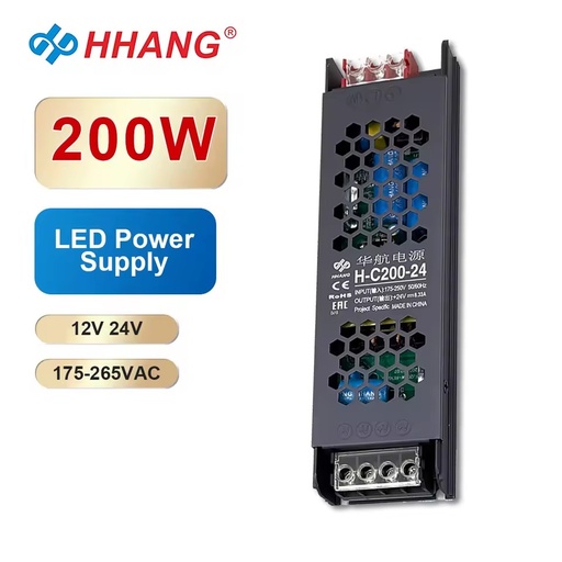 200W Power Supply Manufacturer Wholesale Ultra-Thin Slim 12V 24V LED Driver Switching Power Supply for Strip Light