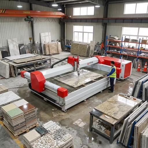 Waterjet Cutter Porcelain Ceramic Marble Tile Cutting Machine 5 Axis Cnc Stone Water Jet for Sale