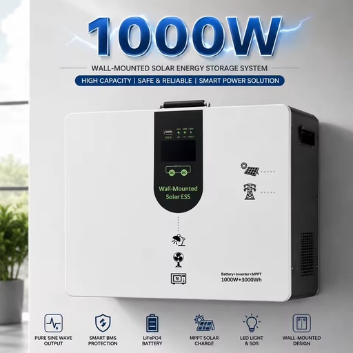 Residential Wall Mounted Battery Energy Storage System Solar Power Backup Solution with Inverter for Home Electricity