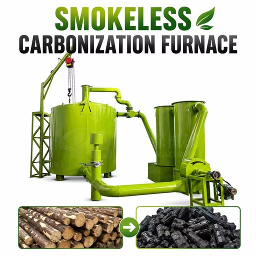 High-Efficiency Smokeless Vertical Hoist Carbonization Furnace for Biomass Charcoal Making Machine Carbon Steel 4.5-6 Ton/Day