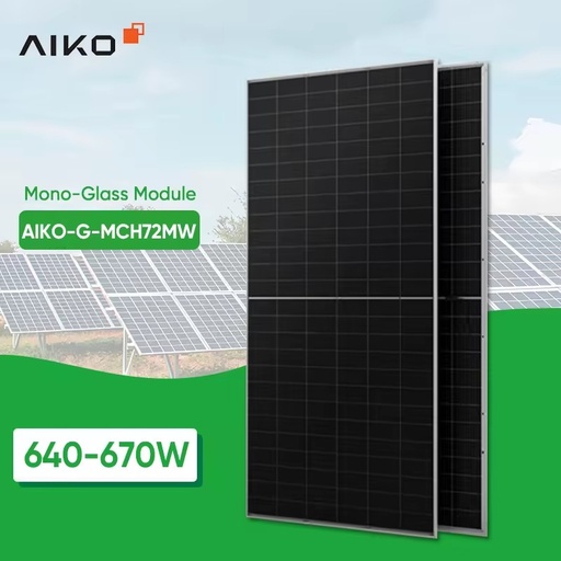 Advanced Aiko Solar Panels ABC 640W 645W 650W 655W 660W 665W 670W Bifacial n Type Commercial Panel for Electricity Generation