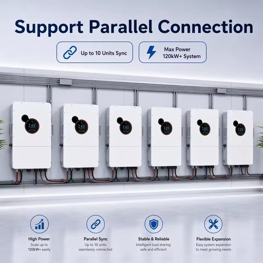 US Grid-Tied 12kW Hybrid Solar System Split Phase 120V/240V Inverter with 16kWh Battery Energy for Home Use Solar System
