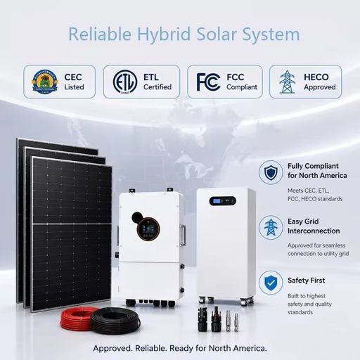 CEC Listed 12kW Hybrid Solar System for North America Split Phase 120V/240V with 16kWh LiFePO4 Battery Storage