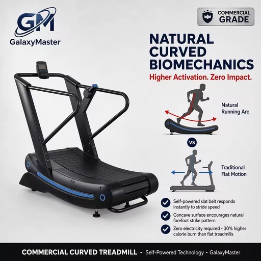 Factory Gym Fitness Self Generating Running Machine Assault air Runner Unpowered Commercial Curved Treadmill with Resistance