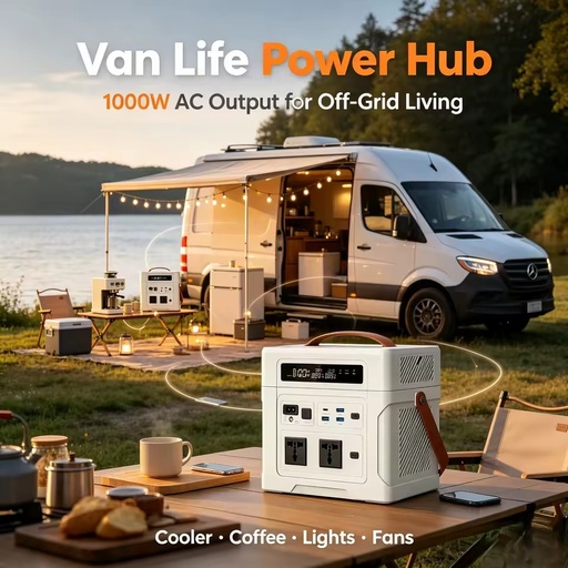 902Wh1000W Solar Generator LiFePO4 3000 Cycles 300W Solar Input 8kg Compact Size. Best Reliable Energy Hub for Outdoor Adventure
