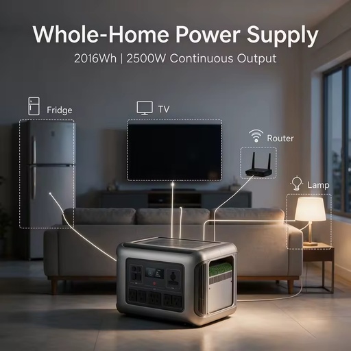 Multi-function Portable Power Station 2016Wh UPS Wi-Fi Bluetooth Smart Control MPPT Solar Panel