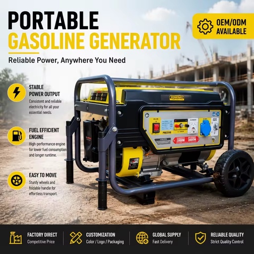 Portable Gasoline Genset / 220V Single Phase 50/60Hz / 15L Tank / Emergency Backup & Home Use