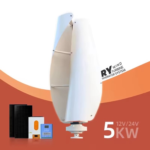 5kw Wind Solar Hybrid Residential Roof Mounted Small Vertical Axis Helix Wind Turbine Power Energy Wind Generator for Home Farm