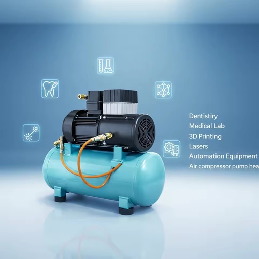 Oil-Free Piston Portable Air Compressor Vacuum Pump 110V/220V 860W 130L/min 115psi Low Noise for Marine Dental Clinic Lab
