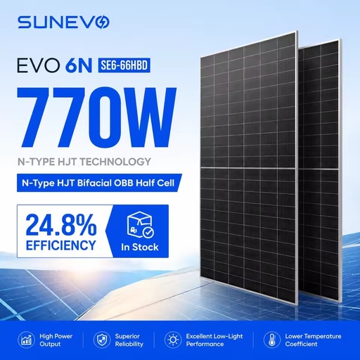 Sunevo 720W 750W 770W N-Type HJT Bifacial Double Glass Half