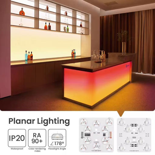 DC24V RGB Square 68*68mm 8W 6&4 LED Dual-Color LED Panel High CRI 90 Indoor Use for Lightbox & Ceiling