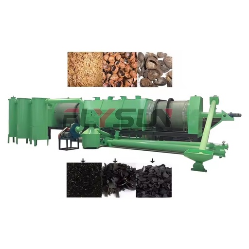 High Temperature Continuous Carbonization Furnace Biochar Kiln Rice Husk Sawdust Charcoal Making Machine Stainless Steel CE