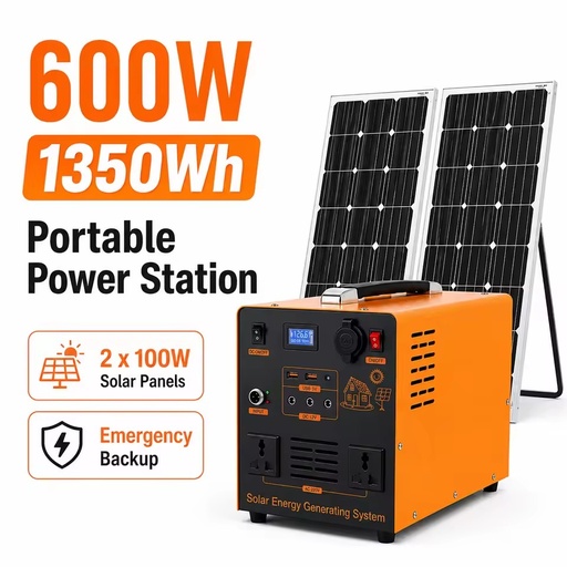 600W Pure Sine Wave Power Bank 1350wh LiFePO4 Power Station MPPT Solar Panel Input DC5521 USB-C PD Fast Charge Outdoor Supply