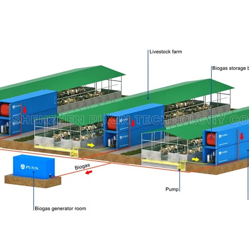 Transfer Livestock Farm Waste Into Energy Electricity 20FT Containerized Biogas Power Plant with 60% Methane 12m3 Capacity