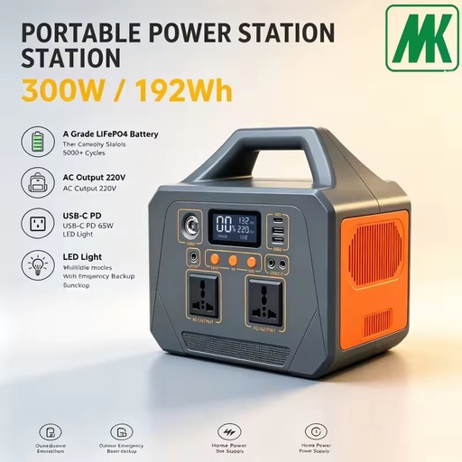 Hot Selling 300W 192Wh Mini Portable Power Station with LifePo 4 Cells in Panel Solar for Camping Laptop