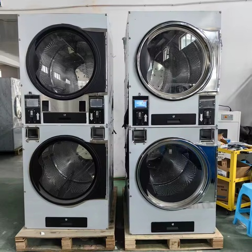 Saving-Energy Stainless Steel 304 Commercial Laundry Equipment Stack Tumble Dryer Coin Operated Drying Machines for Laundromat