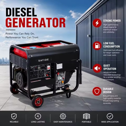 Portable Open Type Single Cylinder Diesel Generator for Home & Construction.