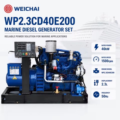 SCDC Weichai CCFJ30JW 30kw Marine Diesel Generator Set WP2.3 Series 1500/1800RPM Water Cooled Auxiliary Power for Fishing Boat