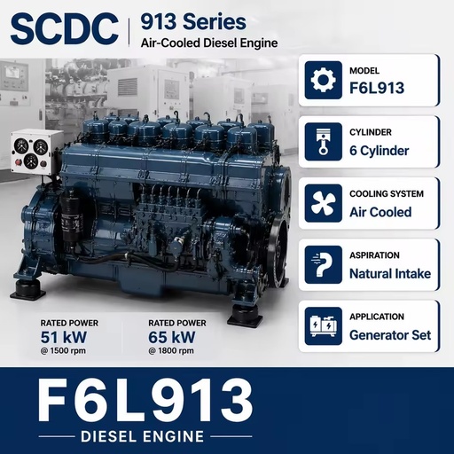 SCDC Deutz 913 Series F6L913 65kw Diesel Engine Air Cooled 6 Cylinder Engine for Standby Generator Set Industrial Power Supply