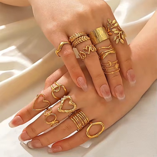 Wholesale Fashion Jewelry Gold Plated Stainless Steel Irregular Heart Opening Adjustable Ring for Women Jewelry