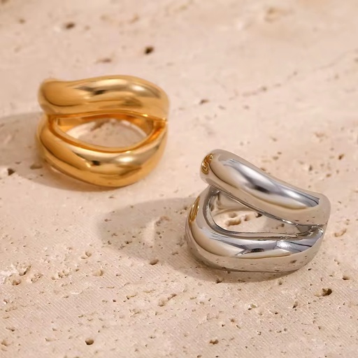 18K Gold Plated Stainless Steel Jewelry Rings for Women