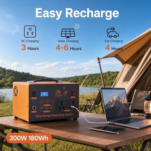 Reliable 220V 300w 180wh Portable Power Station Solar Kit Li-ion BMS Long Life Inverter for Home Daily Backup