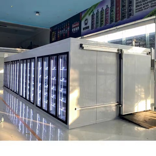 Energy Saving Display Walk in Cooler for Convenience Store with Transparent Glass Doors and Stable Cooling