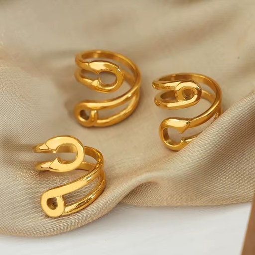 Chic Ins Style Stainless Steel New Double Layer Stacked Female Gold Rings Asymmetricaly Ring