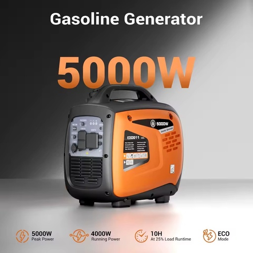 Efurden 4000W 5000W Portable Inverter Generator Petrol Silent, Digital Display, Compact and Lightweight for Camping, RV Travel
