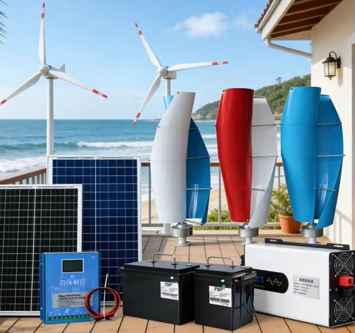 2KW X Vertical Axis Wind Solar Hybrid System 12V 24V for RV Marine Power Supply