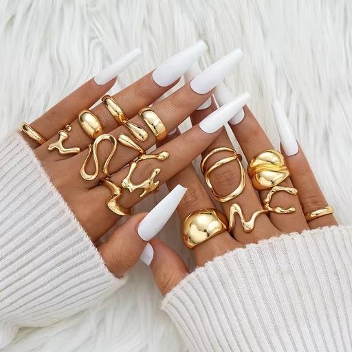 Wholesale Fashion 18K Gold Plated Stainless Steel Ring Minimalist Waterproof Chunky Jewelry Women Multiple Styles Classic Alloy