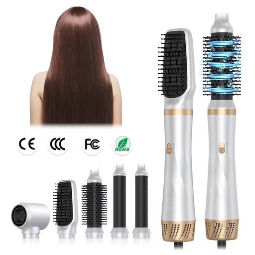 5 in 1 Hot Air Brush Set Foldable Hair Dryer Brush Brushless Motor Interchangeable Curling Wand Hair Straightener Styler