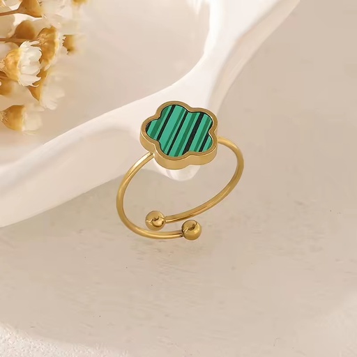 High Quality 18k Gold Plated Stainless Steel Clover Flower Ring Jewelry Luxury Brand Designer Name Adjustable Flower Rings