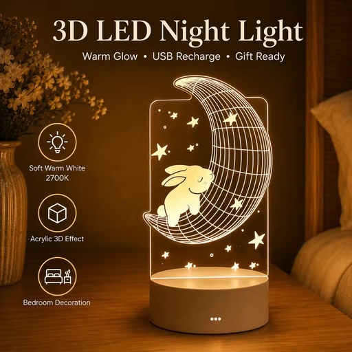 Custom Acrylic 3D LED Illusion Night Light USB Table Lamp with Logo, Wholesale Gift Decorative Lamp