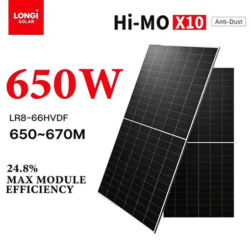 LONGi Guardian Version Hi-MO X10 LR8-66HVDF 640W 650W 670W Monocrystalline Bifacial PV Modules